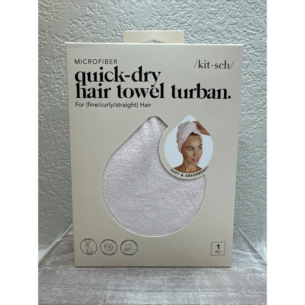 $15 🌙 NEW Kitsch Satin Blush Wrapped Microfiber Long Hair Towel Turban Blush